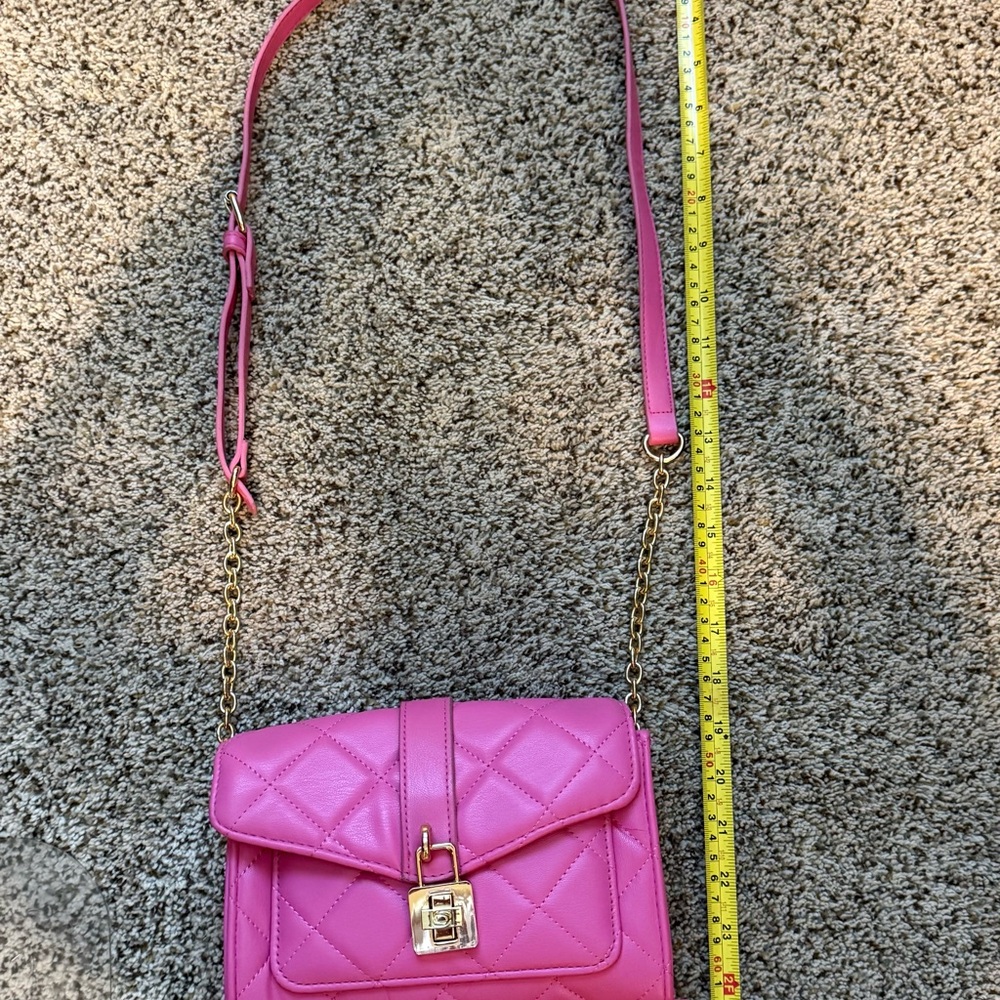 bebe Pink Quilted Mini Bag with Gold Chain